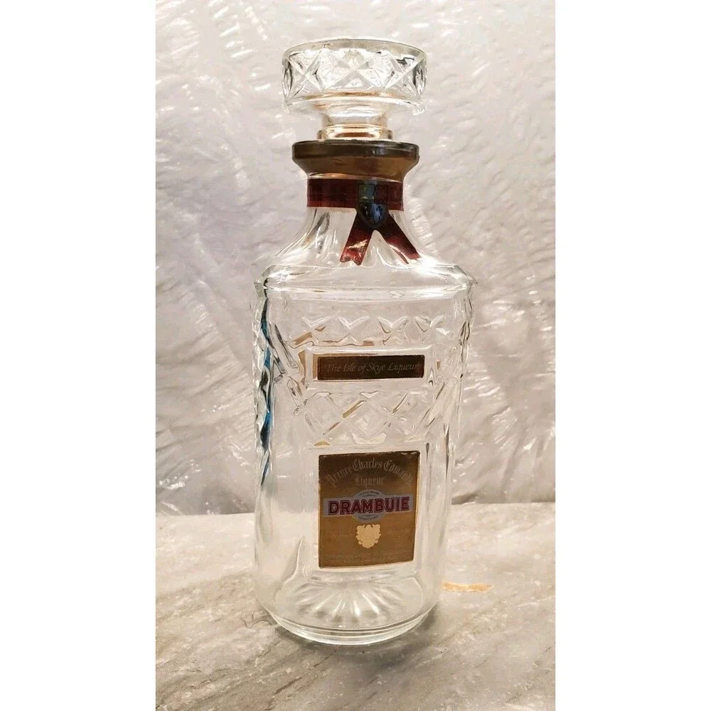 Vintage Drambuie Decanter Bottle Lead Crystal Prince Charles Edward Liqueur